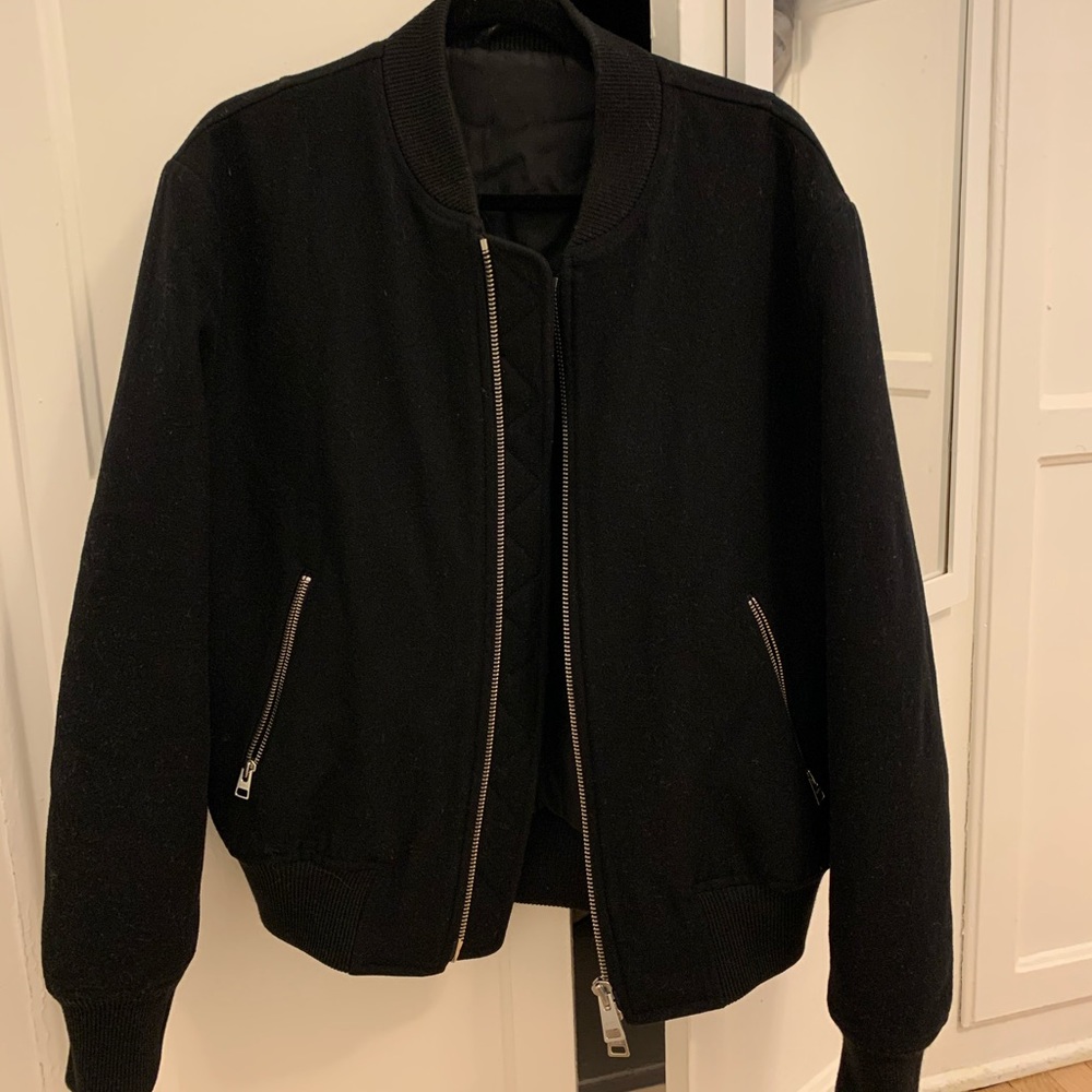 Ami black zipped bomber jacket